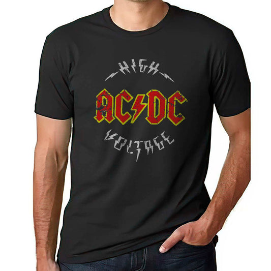 ac dc rock band logo in 3 colors red yellow and white adult unisex 