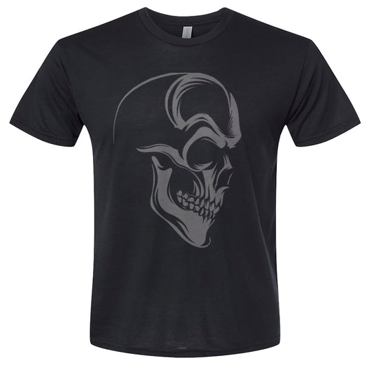 skull front design in gray color unisex adult t-shirt