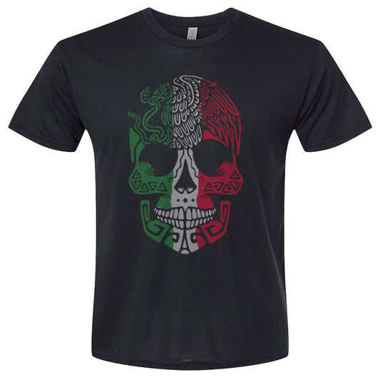 mexican skull front design in mexican national colors t-shirt for adults unisex