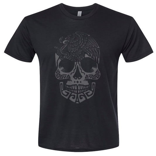 mexican skull front design in gray t-shirt for adults unisex