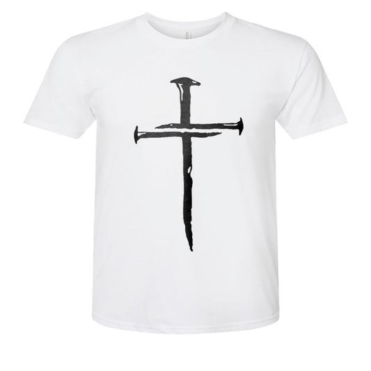 nails of christ in a cross front design t-shirt for adults unisex