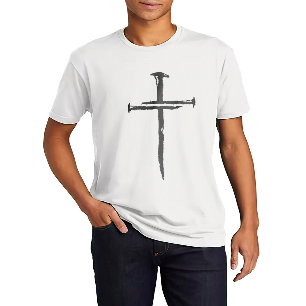 nails of christ in a cross front design t-shirt for adults unisex