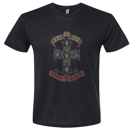 Guns n Roses rock band t-shirt with front cross design for adults unisex