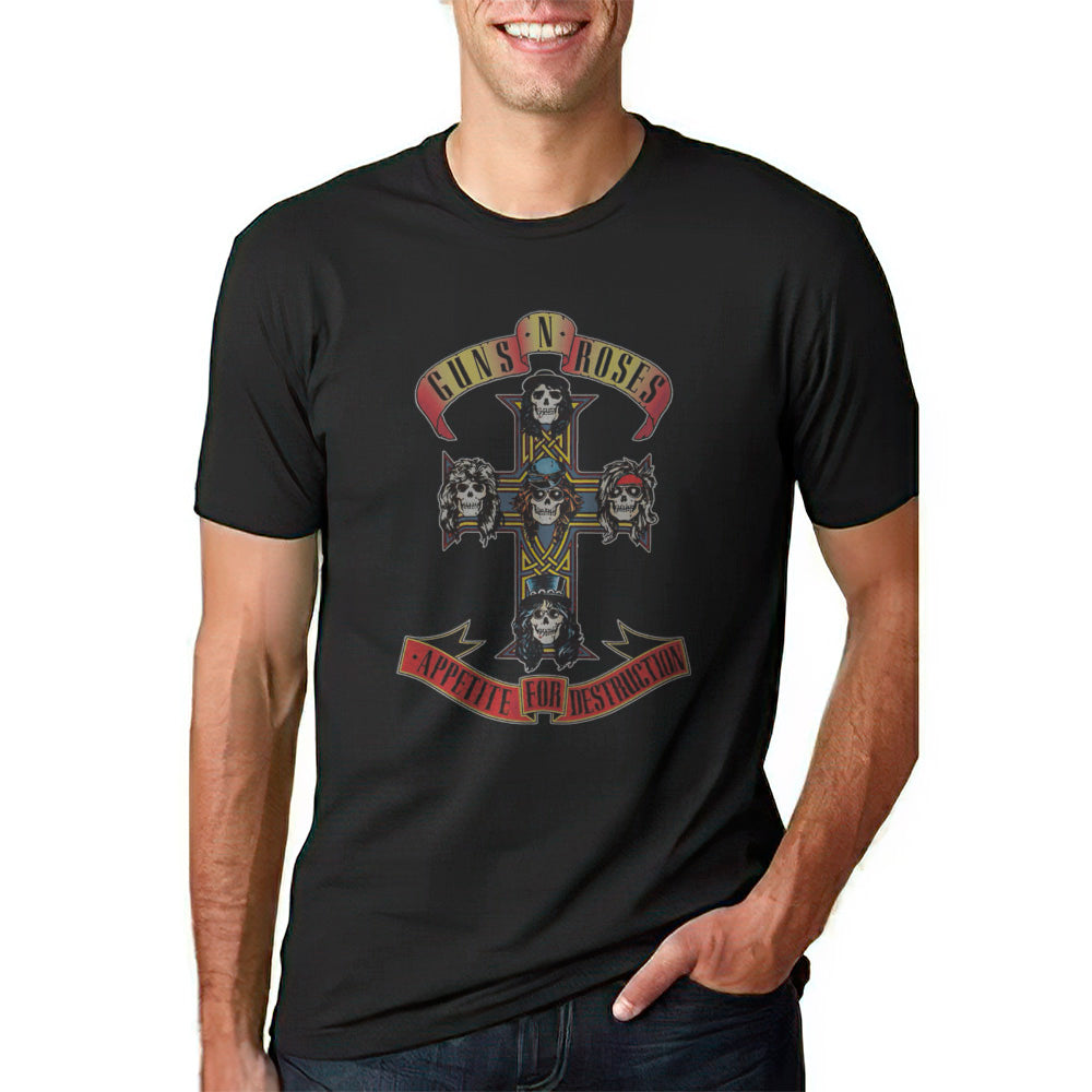 Guns n Roses rock band t-shirt with front cross design for adults unisex