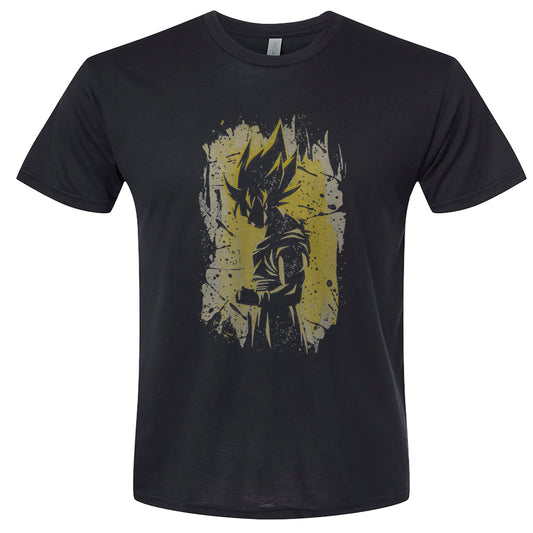 dragon ball anime t-shirt with front design in black and yellow  for adults unisex