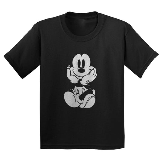 disney mickey mouse t-shirt front design in black and white for kids