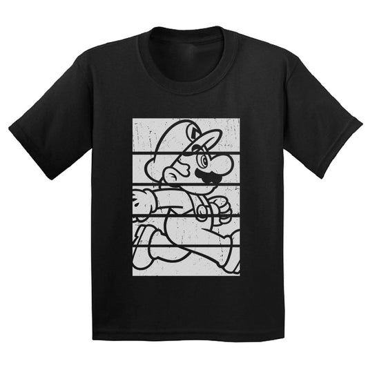 super mario graphic t-shirt in black and white for kids