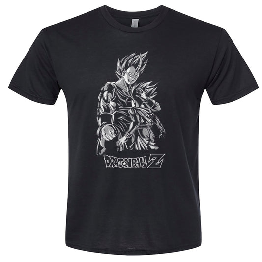 Dragon ball z vahueta front design in black and white graphic t-shirt for adults unisex