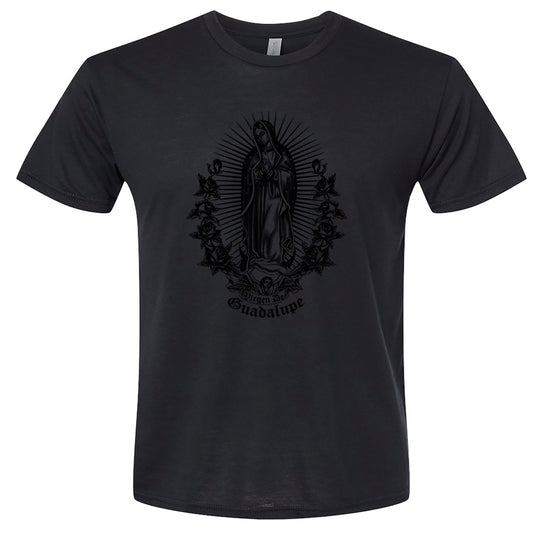 Virgin mary all black front design t-shirt for adults unisex