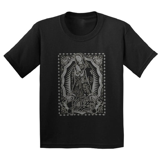 Virgin mary t-shirt with gray front design for kids 