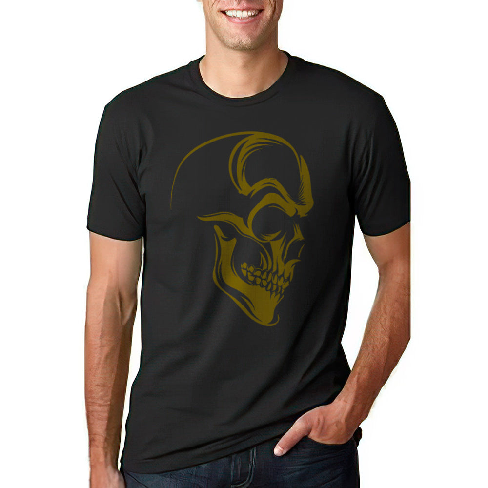 skull front design in gold color unisex adult t-shirt