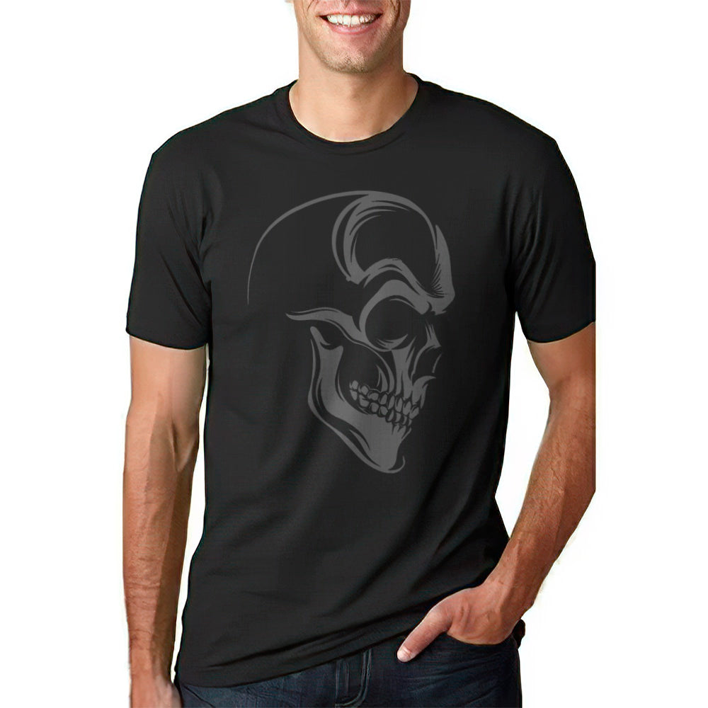 skull front design in gray color unisex adult t-shirt