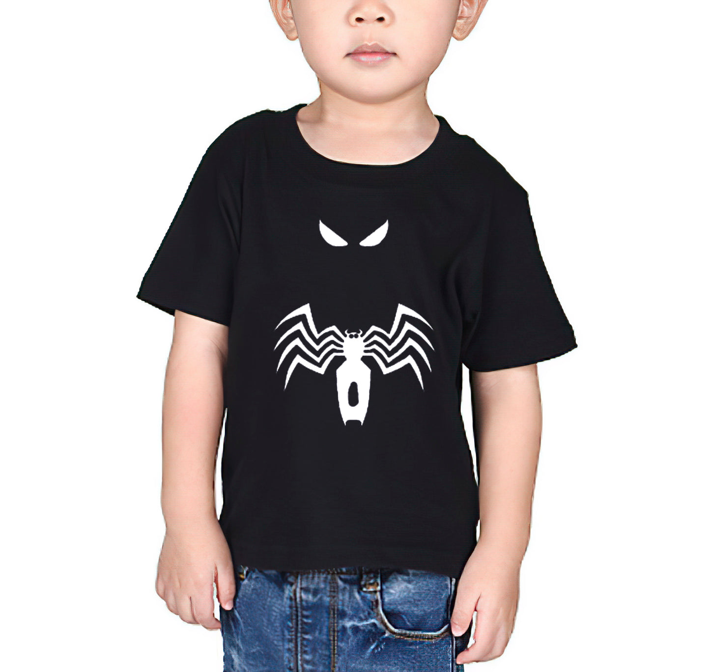 Spiderman t-shirt with front designs in black and white for kids